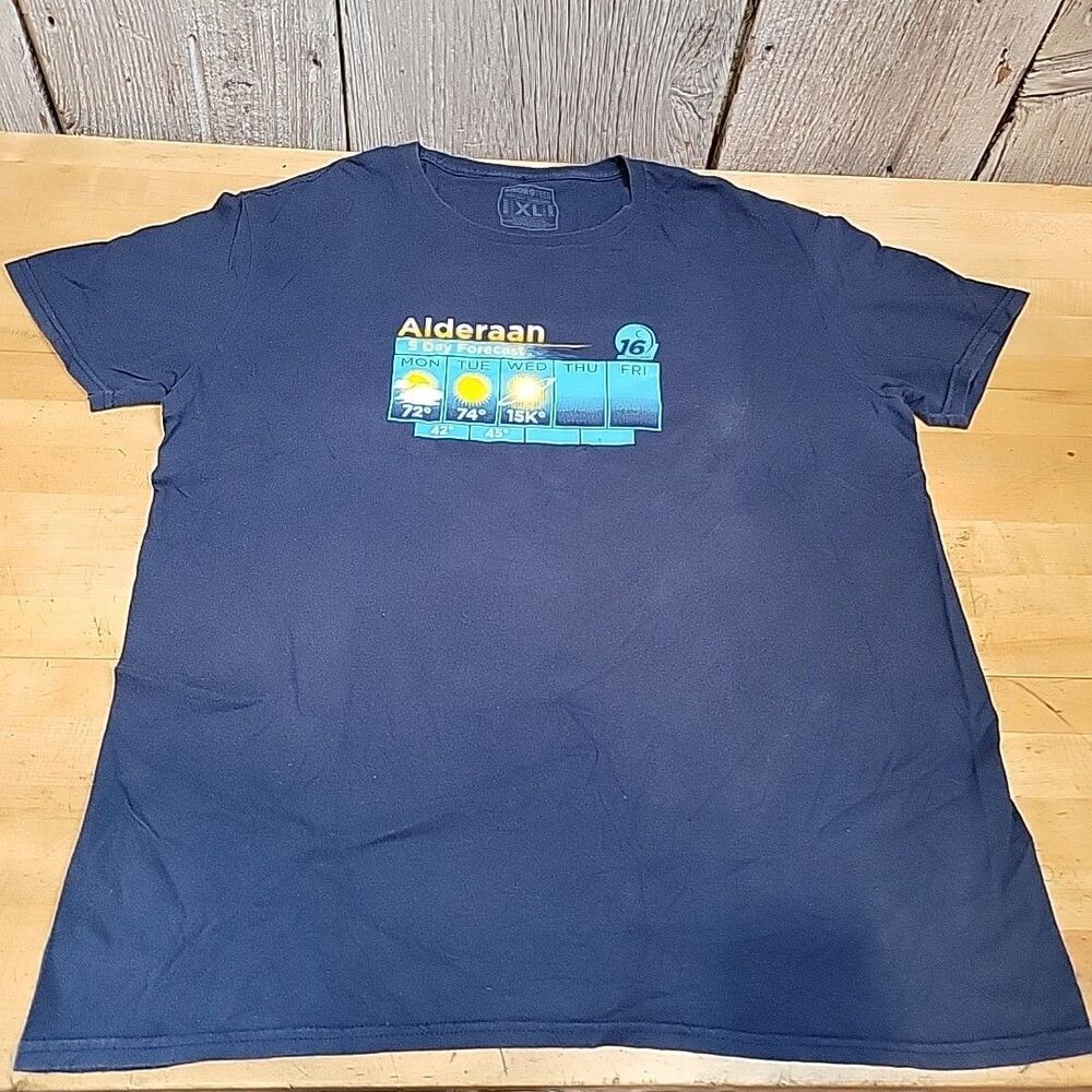 Star Wars Alderaan 5 Day Forecast T-Shirt Navy XL Novelty Funny Weather